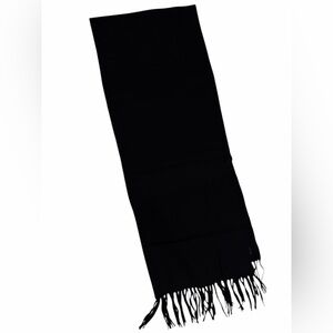 Amicale Pure Cashmere Black Fringe Scarf Made In Italy